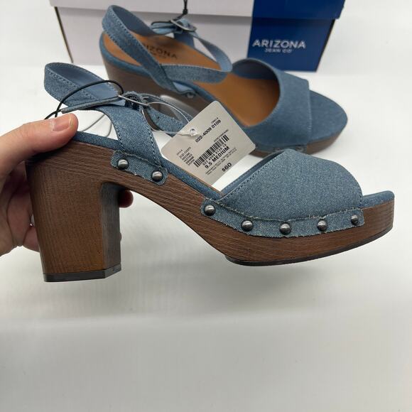 Arizona Jean Co Womens Heather Heeled Sandals Blue Denim Size 9.5M - Picture 6 of 15
